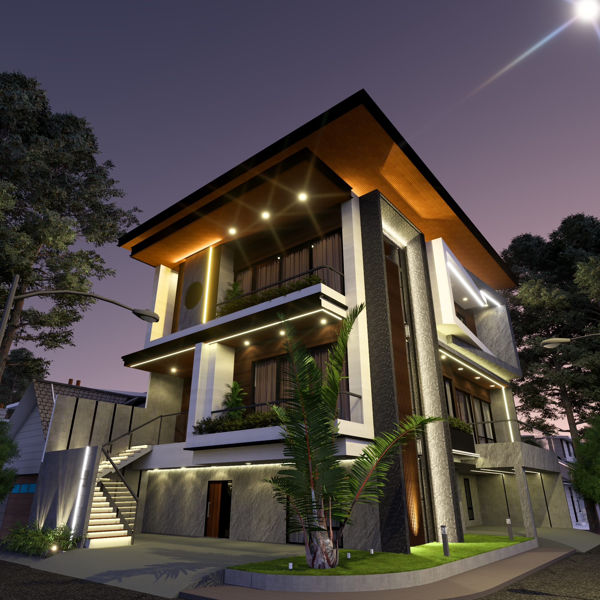 Proyek bangunan industrial modern